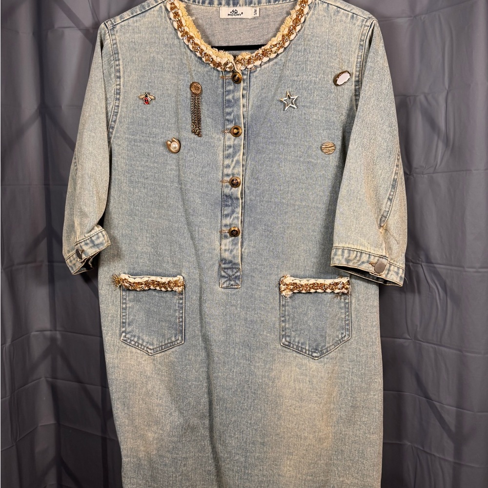 Women's Denim Tunic with Gold Details